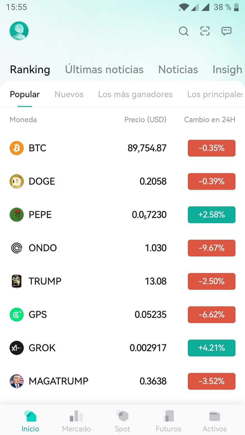 Aplicación móvil CoinEx