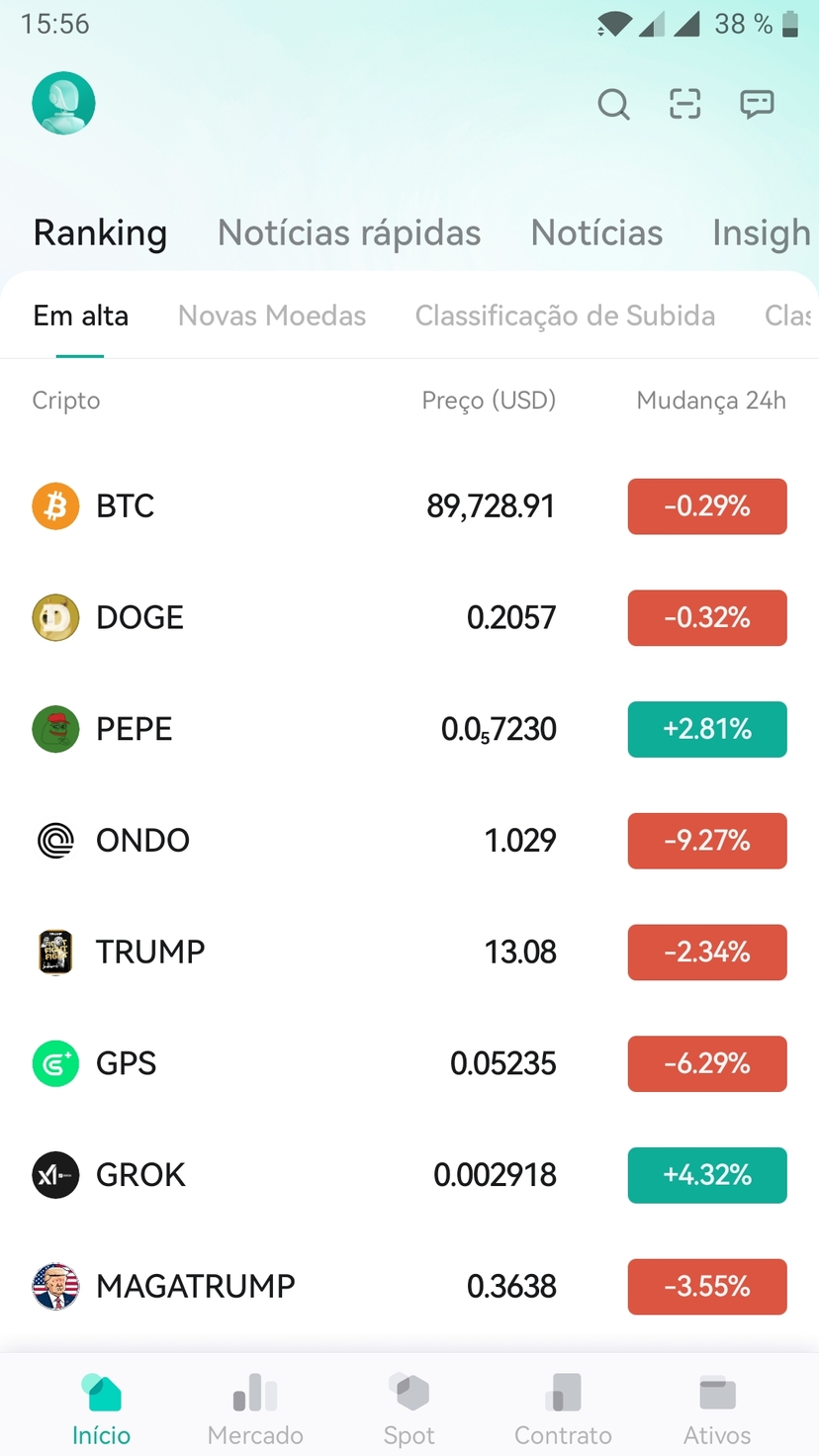 Aplicativo móvel CoinEx