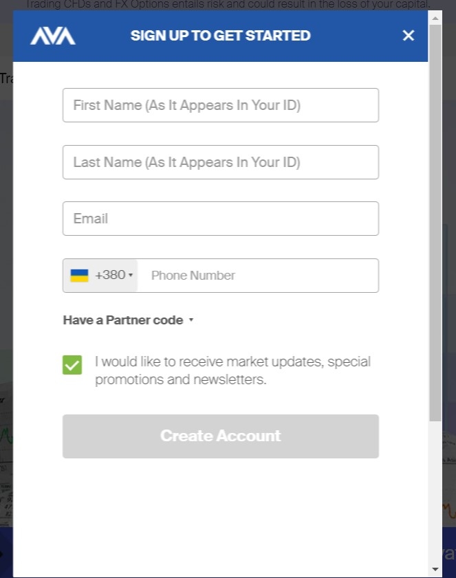 AvaTrade Registration Form