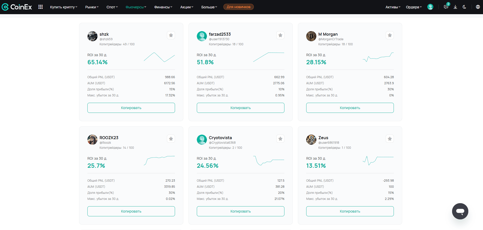 Копитрейдинг на CoinEx