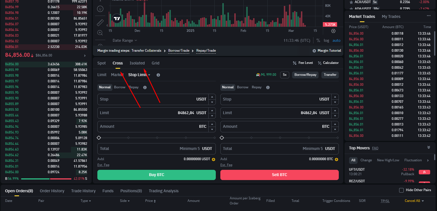 Binance Margin Trading Tabs