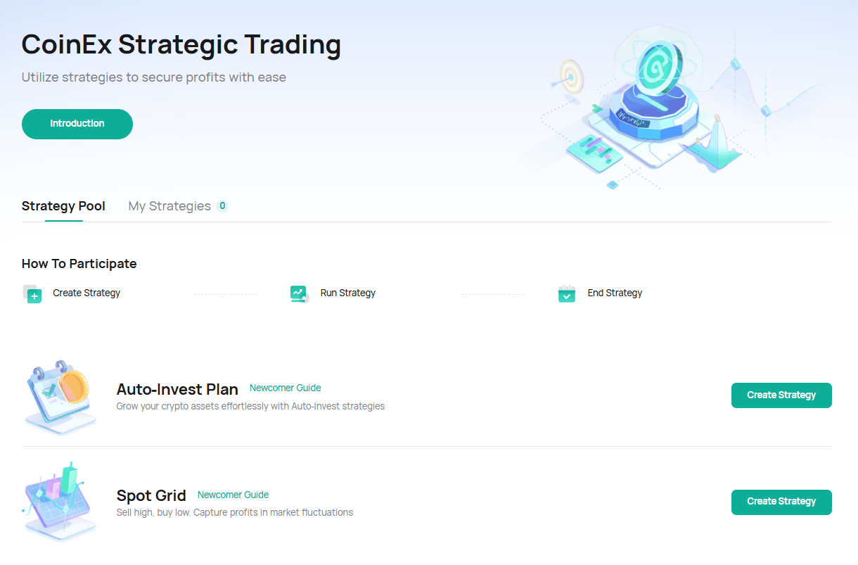 Automated strategies from CoinEx