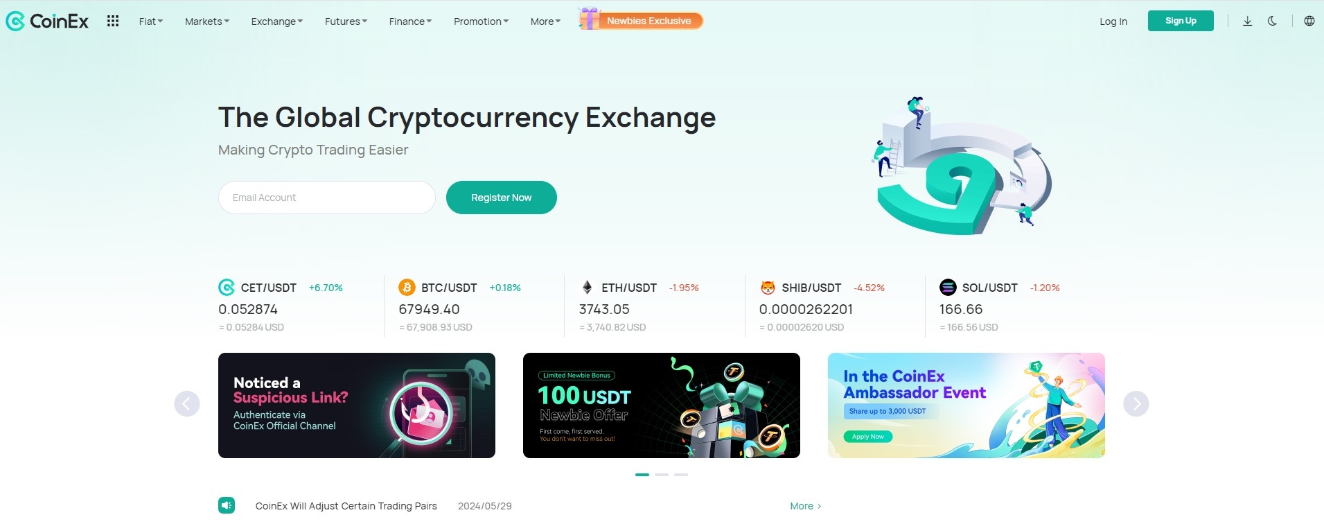Home page of coinex.com