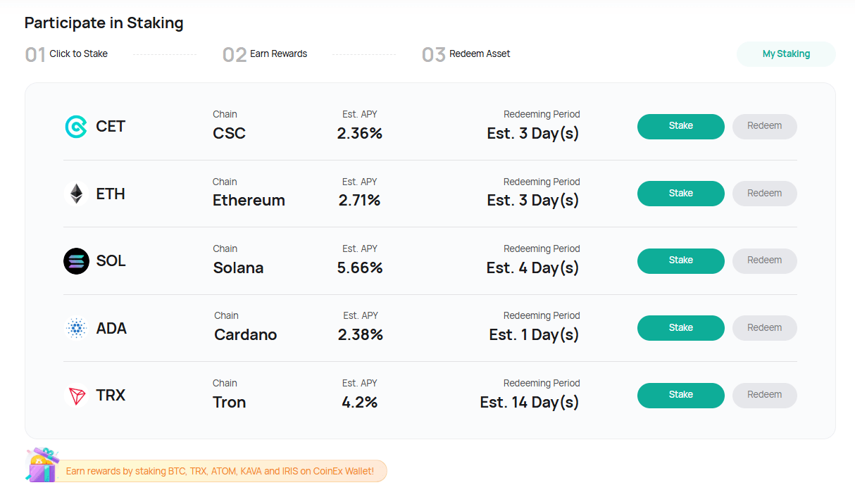 Steaking on CoinEx