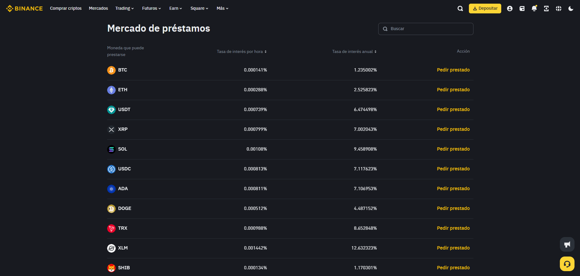 Préstamos de criptomoneda en Binance