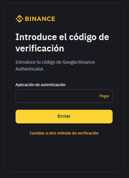 Iniciar sesión en Binance utilizando 2FA