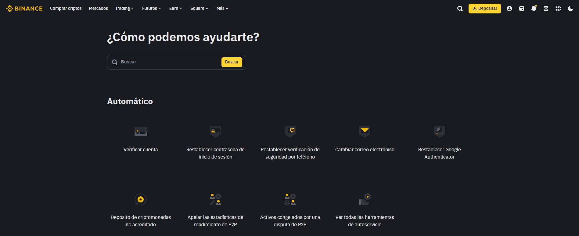 Centro de Soporte Binance