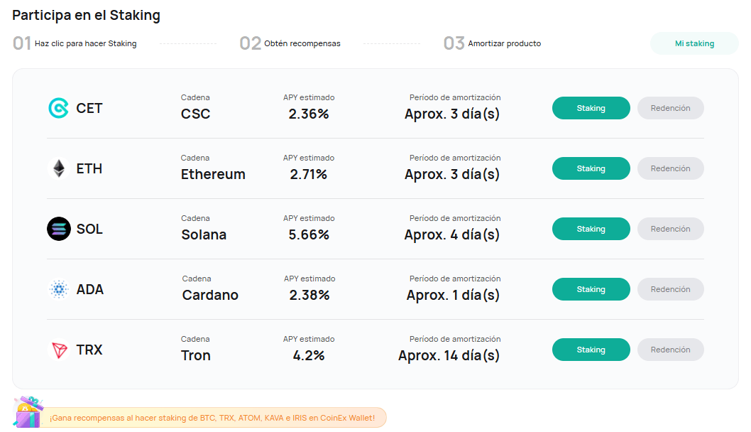 Staking en CoinEx