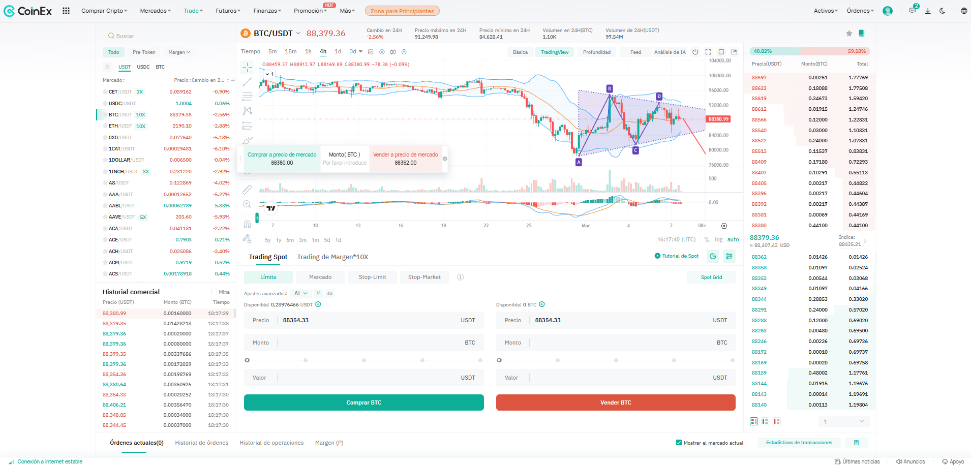 Plataforma web CoinEx