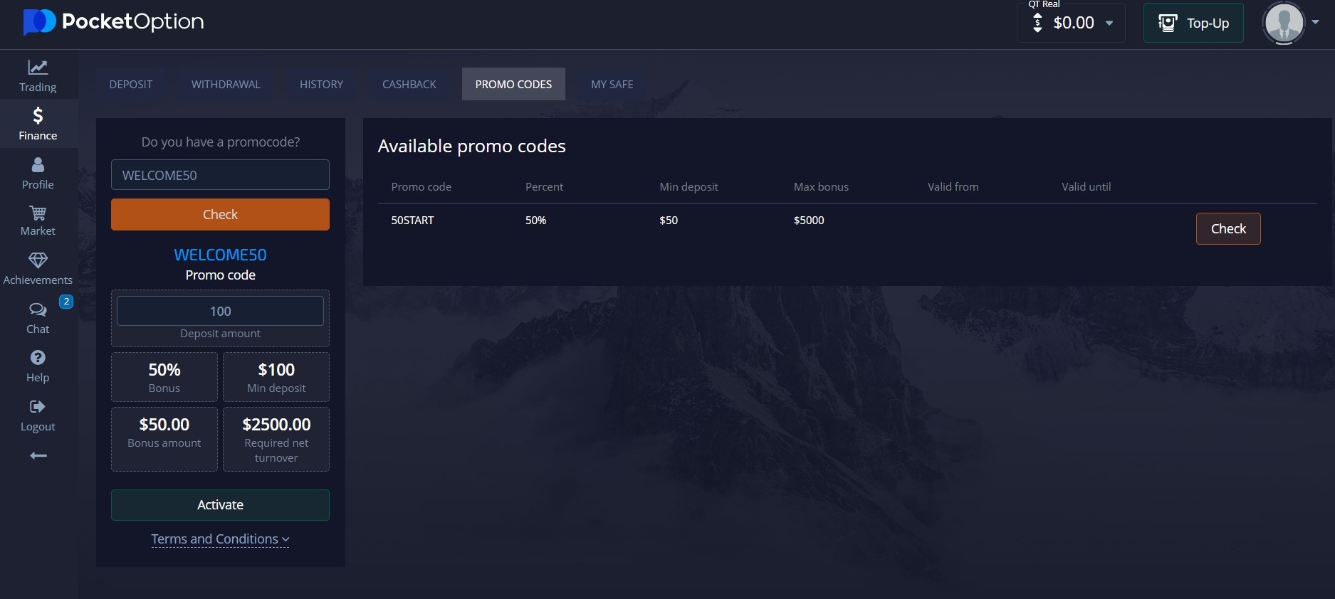 Pocket Option Promo Codes and Bonuses for Deposit 2024