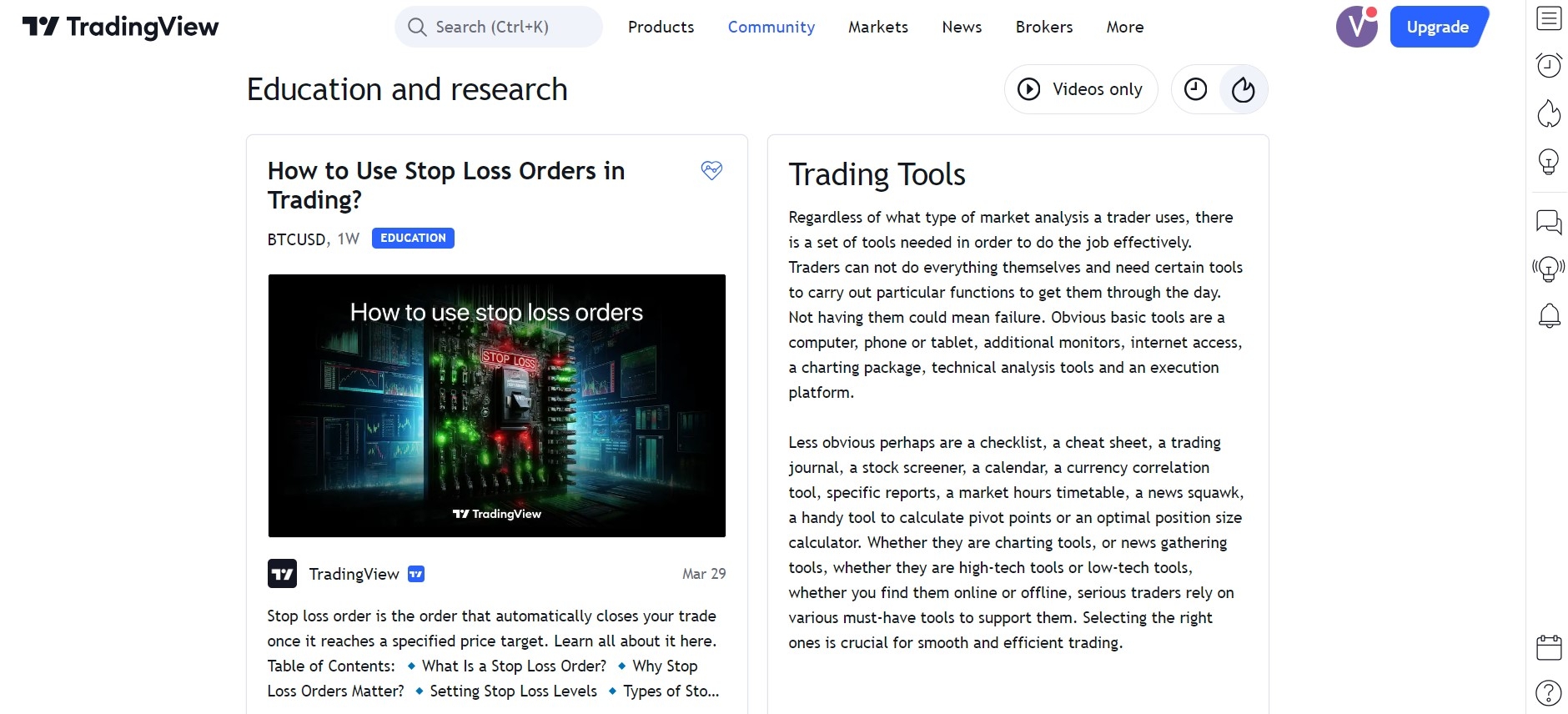 TradingView Education and research