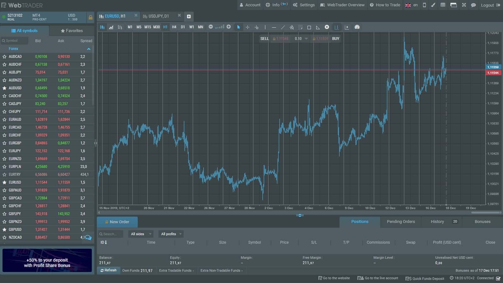 Інтерфейс R WebTrader