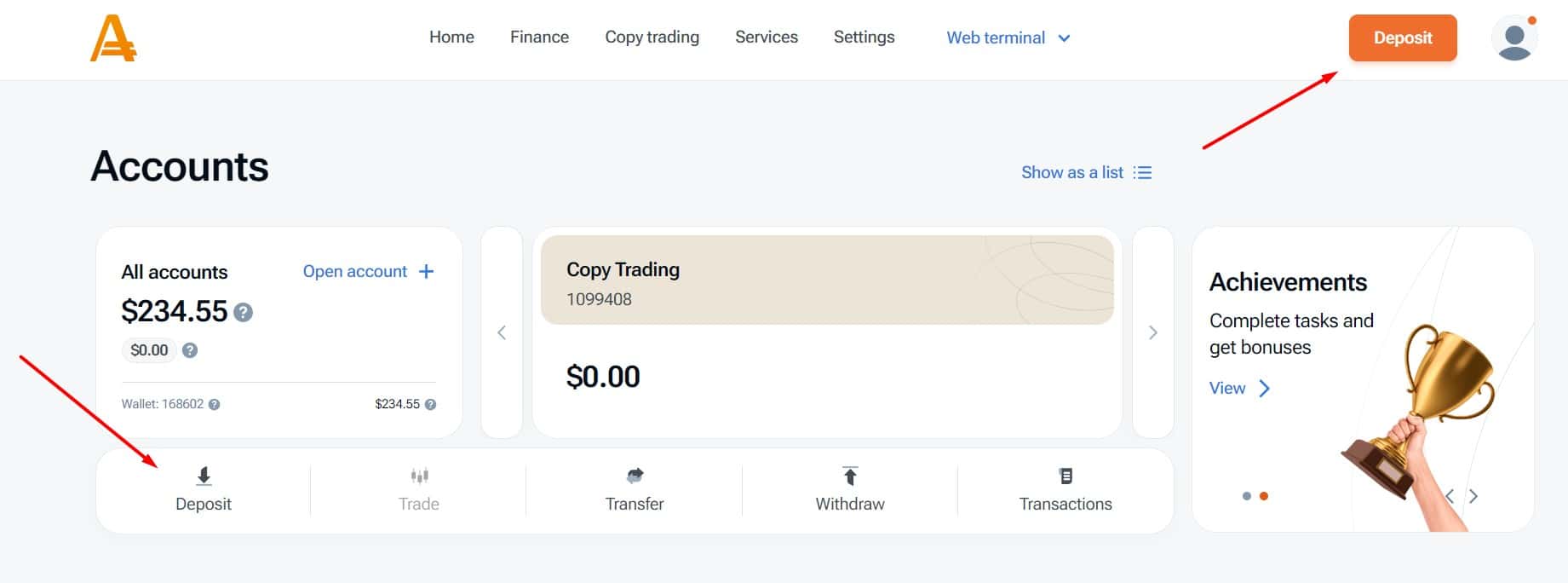 Deposit to AMarkets