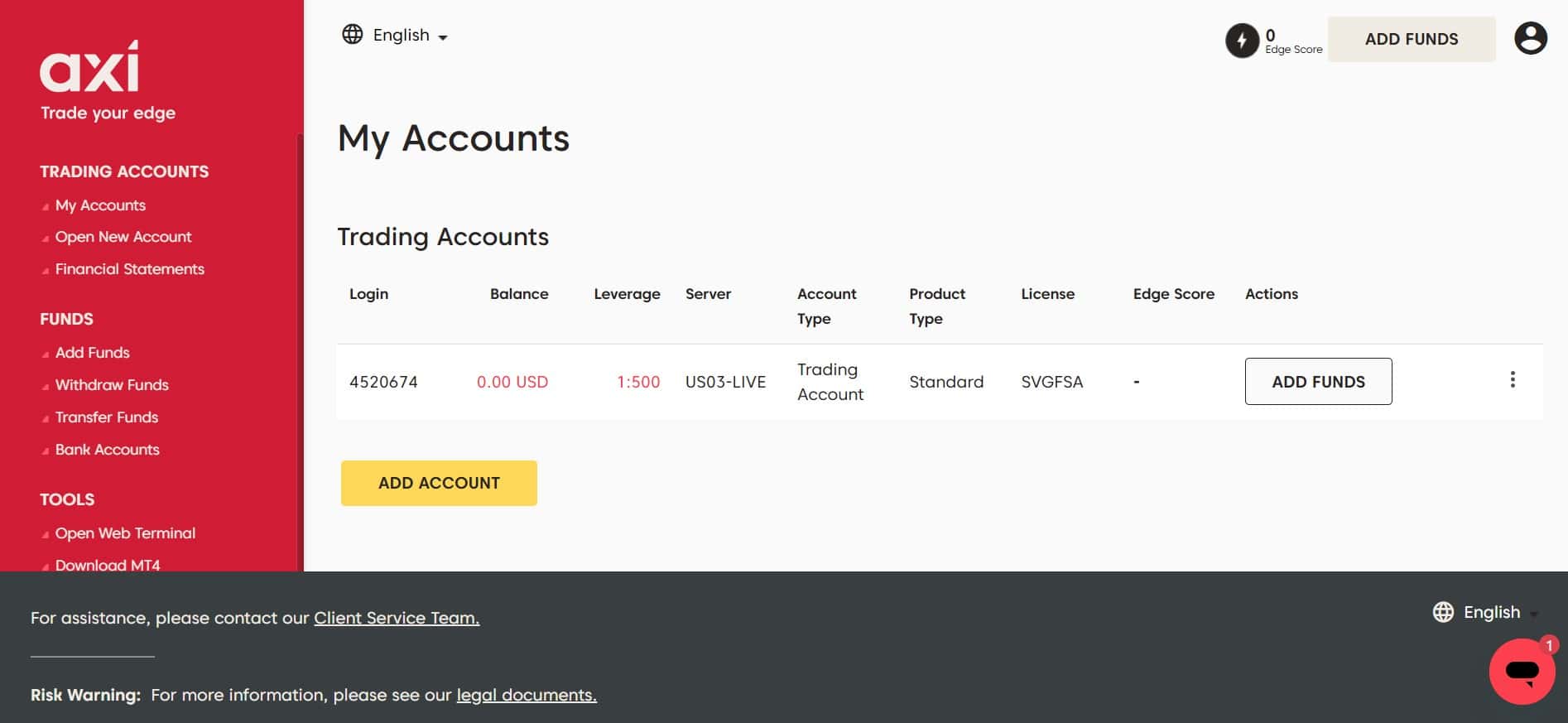 Portal del cliente en Axi