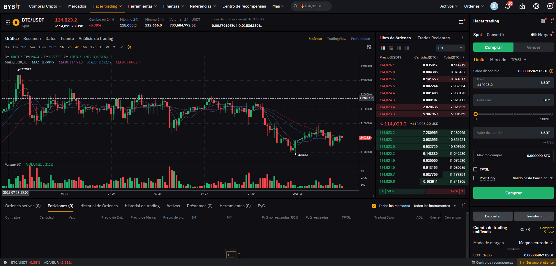 Plataforma web de Bybit