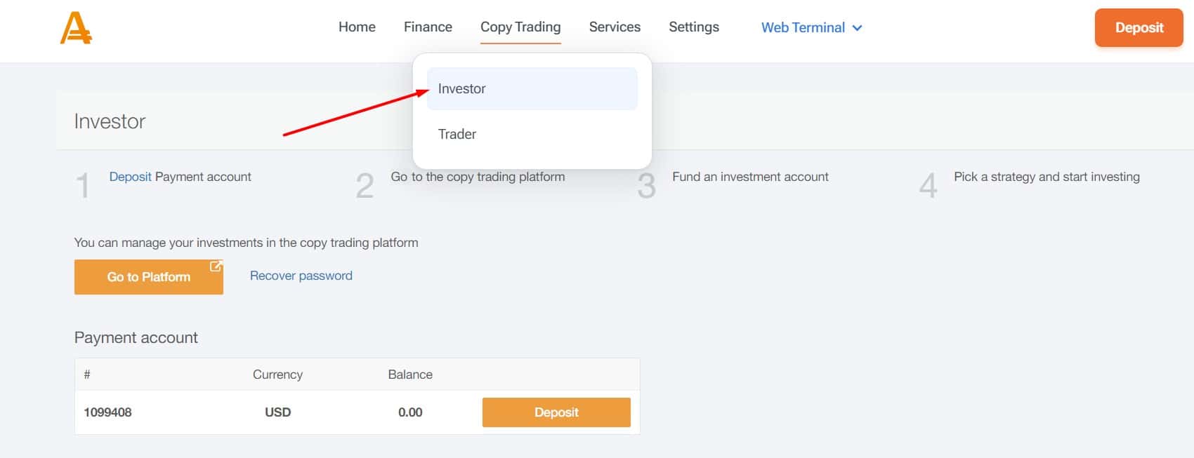 Copying trades in AMarkets account