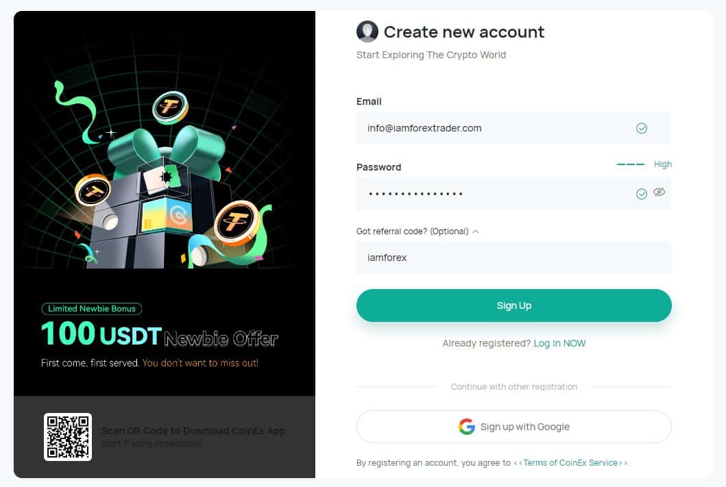 Cómo usar el código de referido de CoinEx