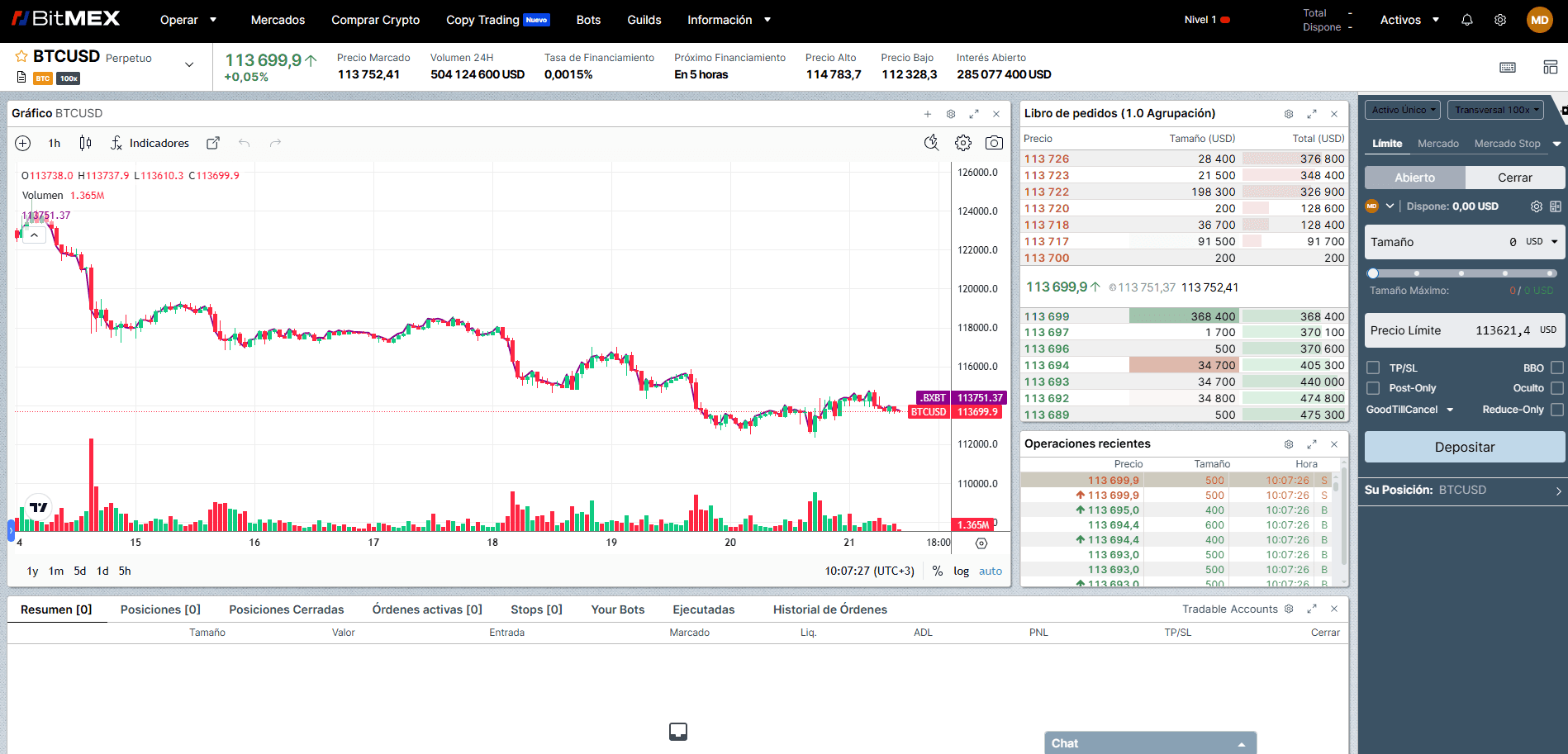Plataforma web BitMEX
