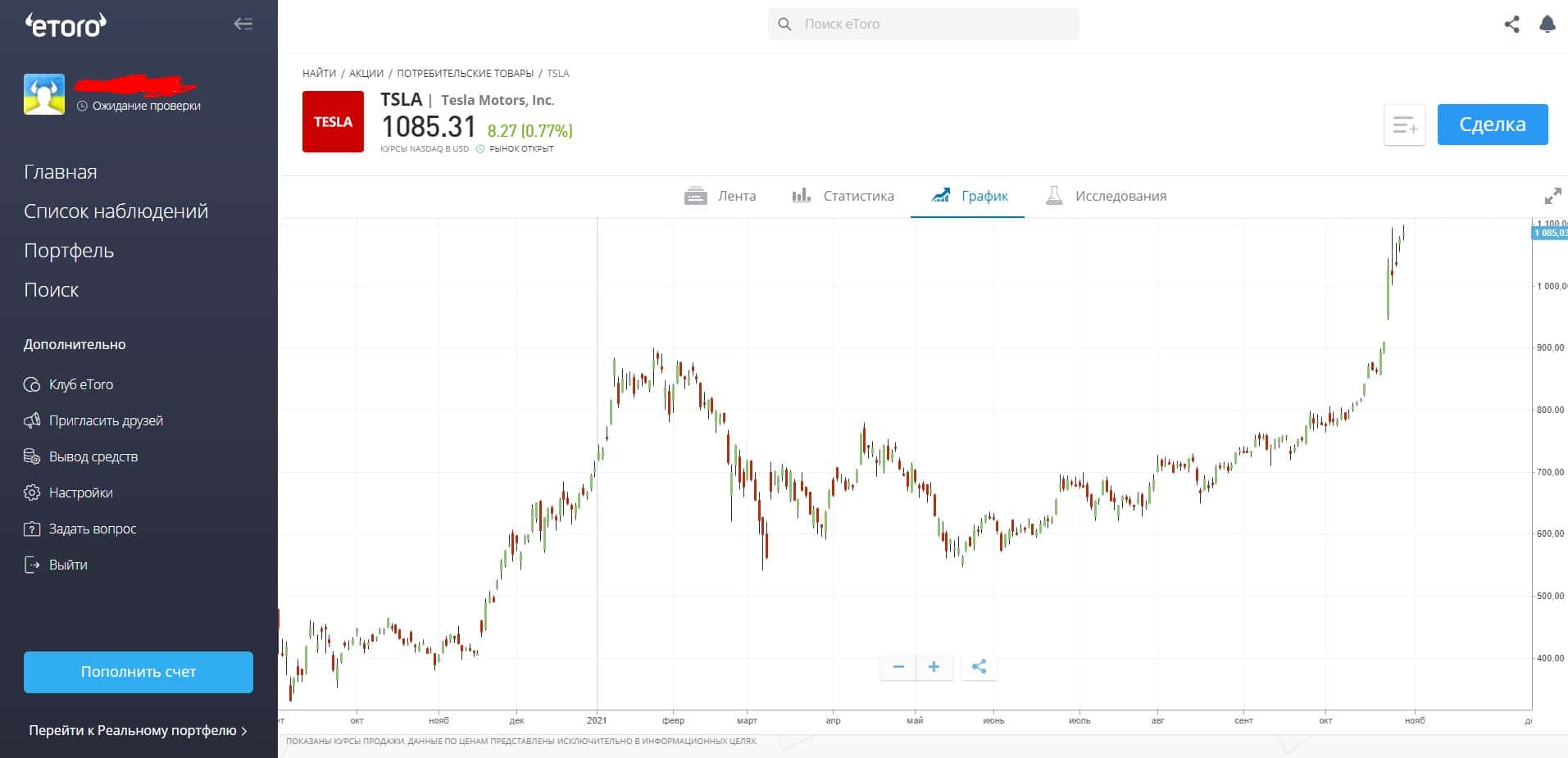 Веб-термінал eToro
