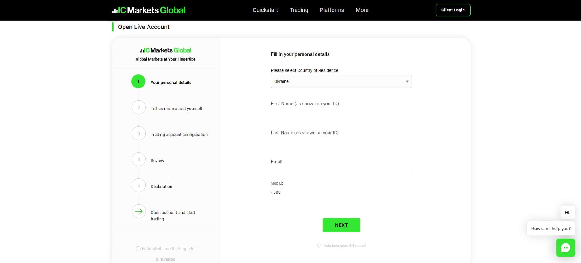 IC Markets Registration Form