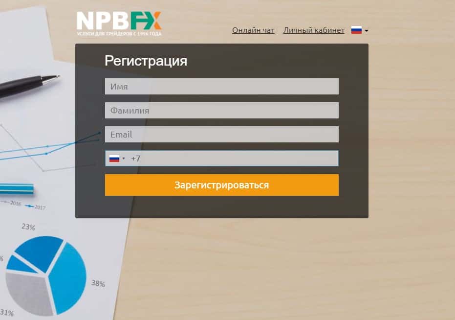 Форма реєстрації на NPBFX