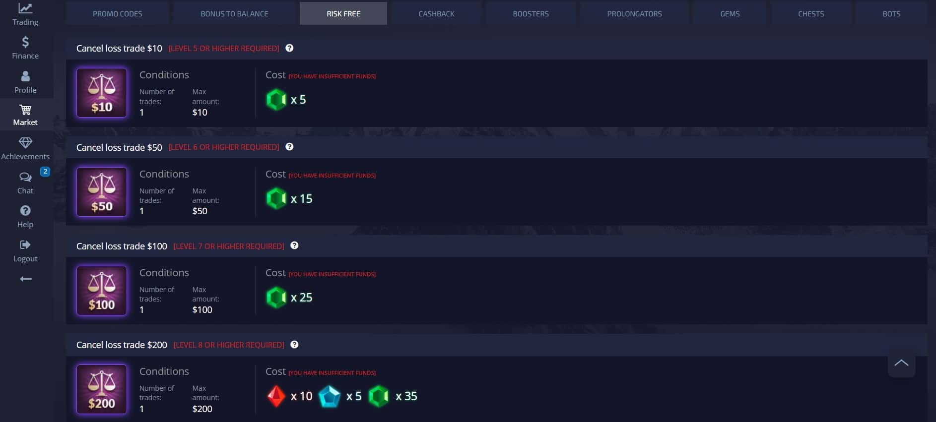 Risk-free bonuses on Pocket Option