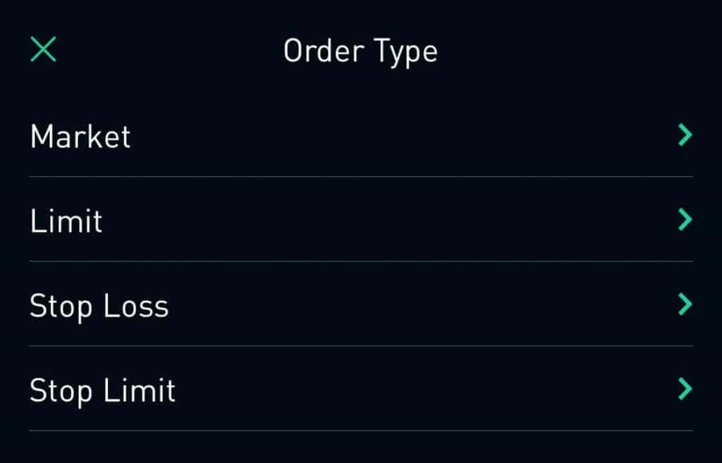 Типы ордеров на Robinhood