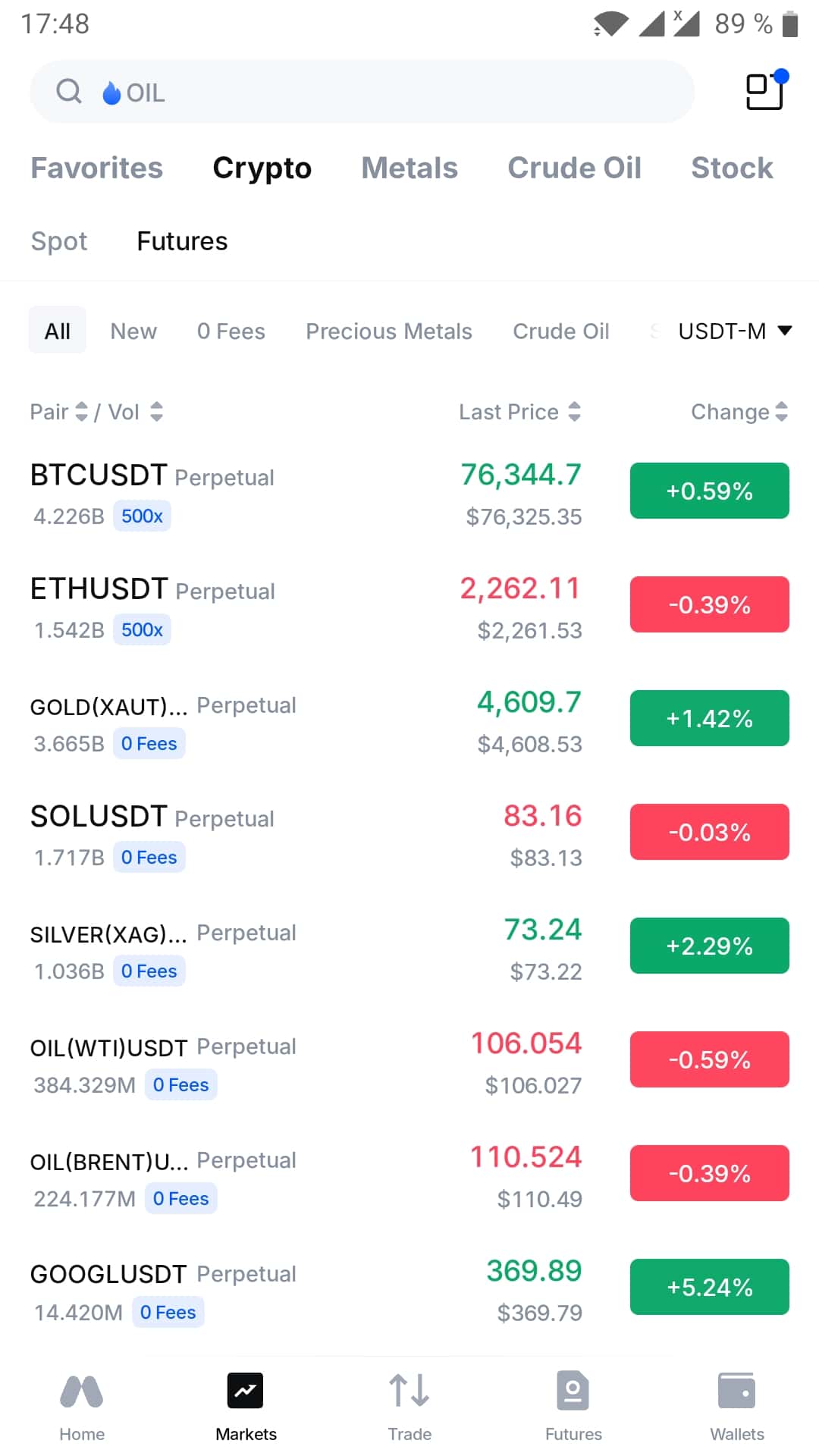 Market Watch in the MEXC App