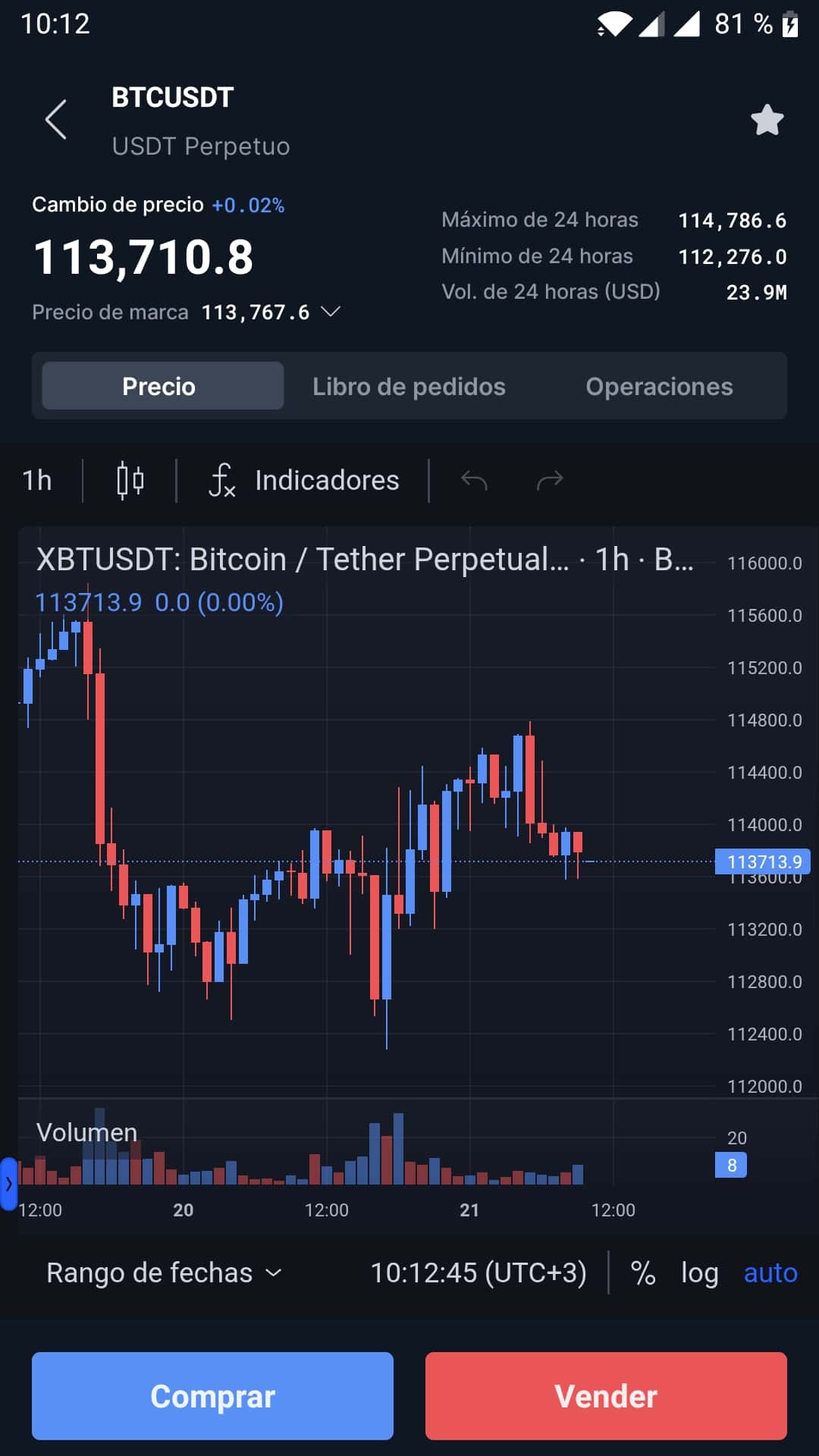 Aplicación móvil BitMEX