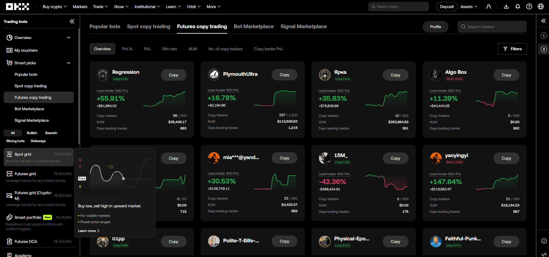 Copy trading on OKX