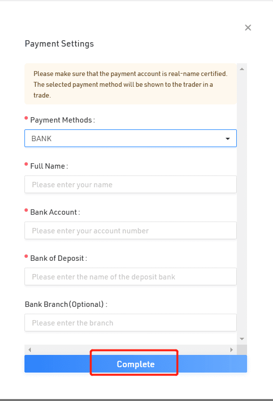 Информация для добавления P2P-метода
