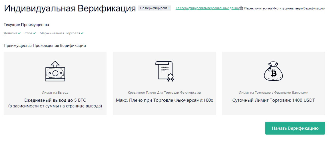 Верификация нужна, чтобы пользоваться вот этими условиями