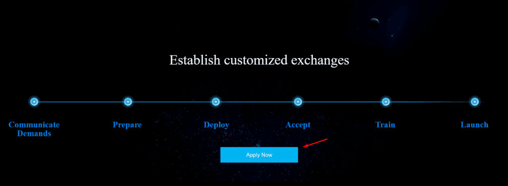 Кнопка для перехода на заявку участия в Huobi Cloud