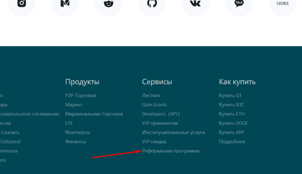 Ссылка на реферальную программу Gate.io