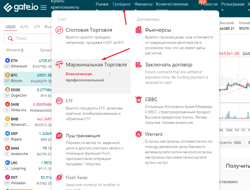 Ссылка на терминал для маржинальной торговли