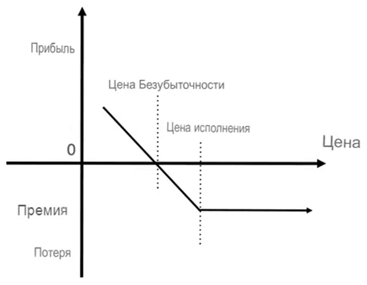График, поясняющий работу Пут-варранта