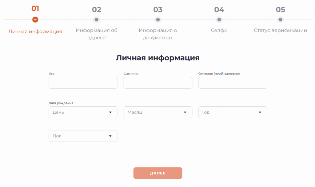 Форма начального этапа верификации