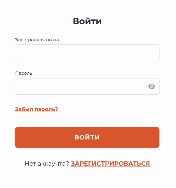 Форма входа в учетную запись криптобиржи