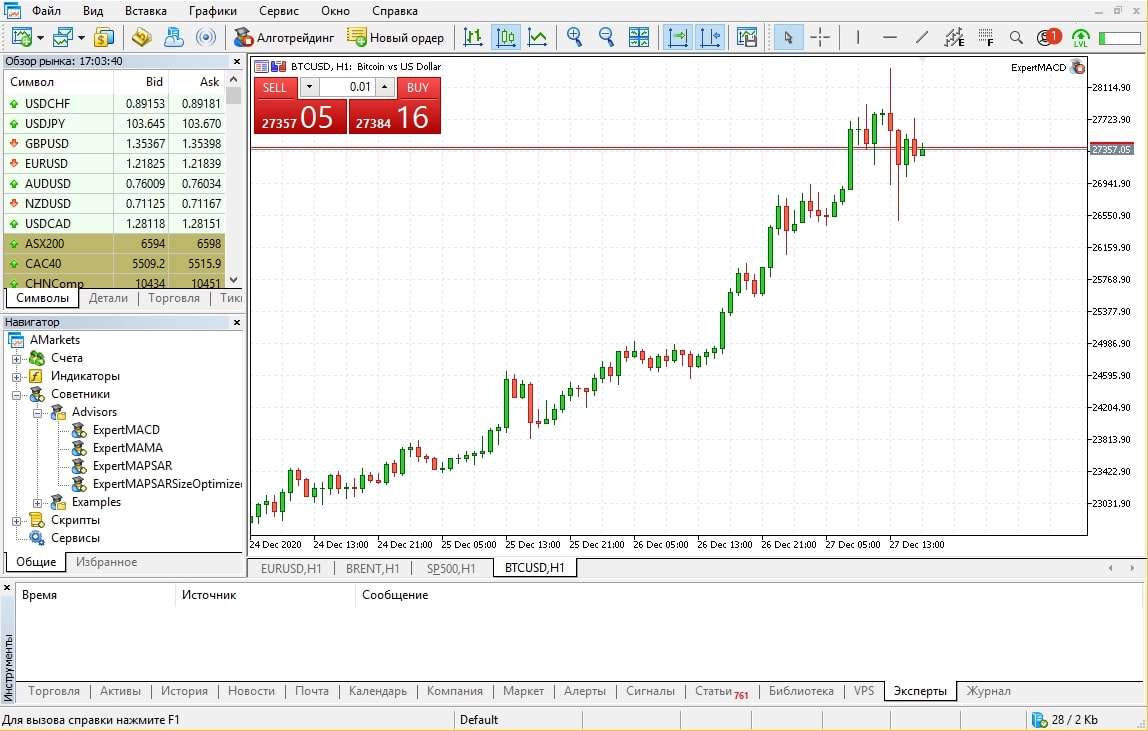 Интерфейс MetaTrader 5