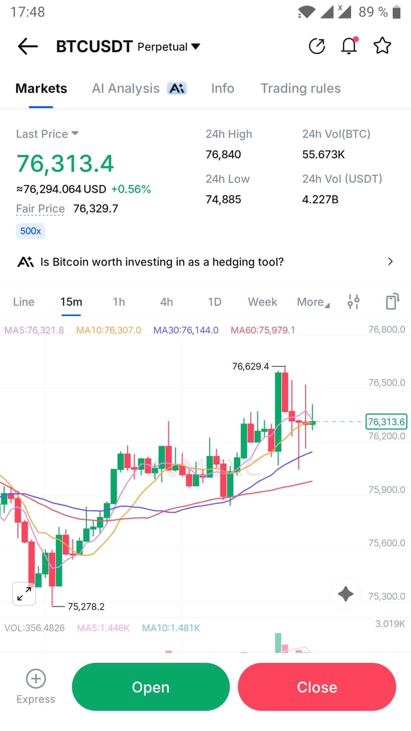 Trading Platform in the MEXC App