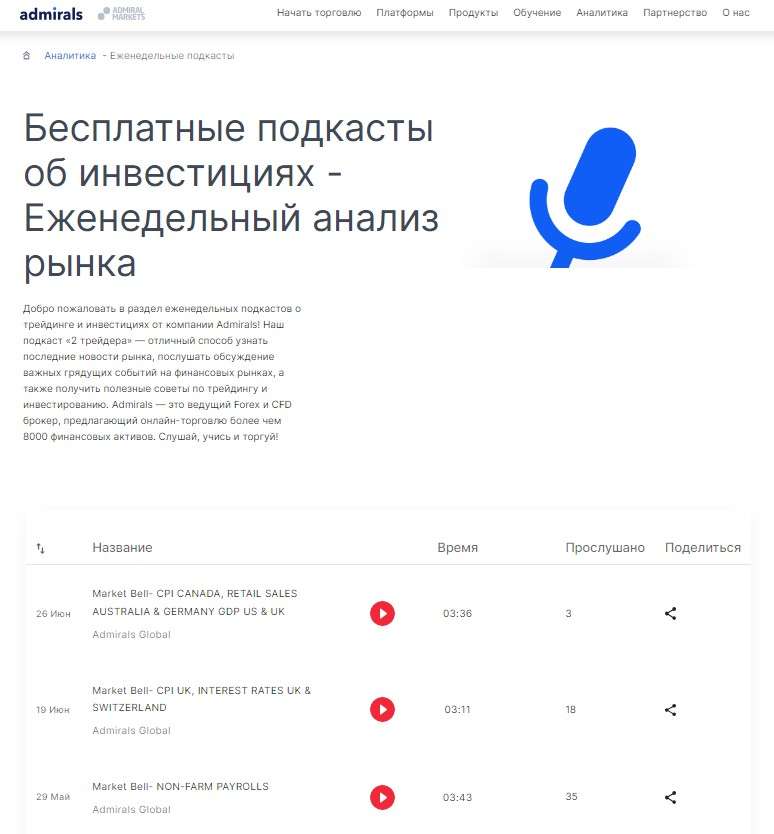 Бесплатные подкасты от Admirals