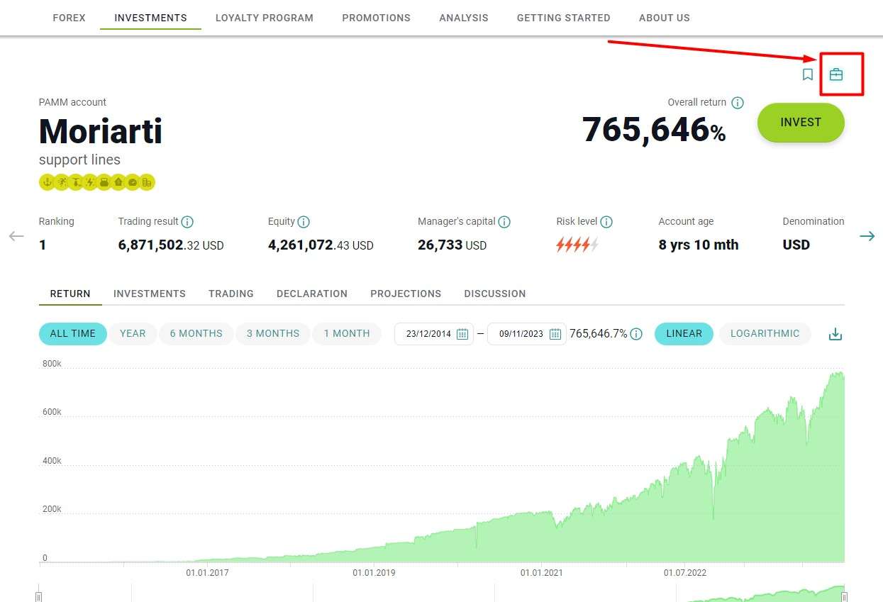 Como adicionar uma conta PAMM ao portfólio PAMM