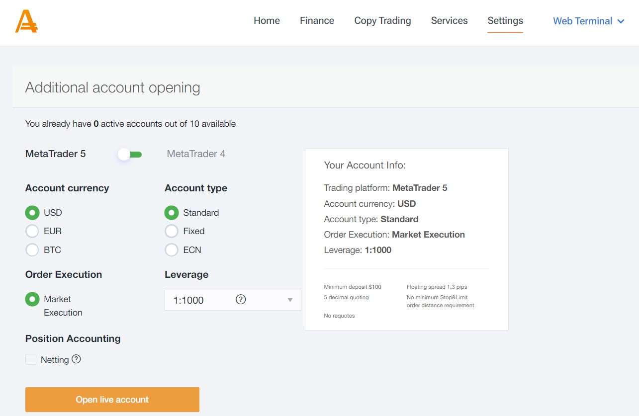Opening a Trading Account with Amarkets