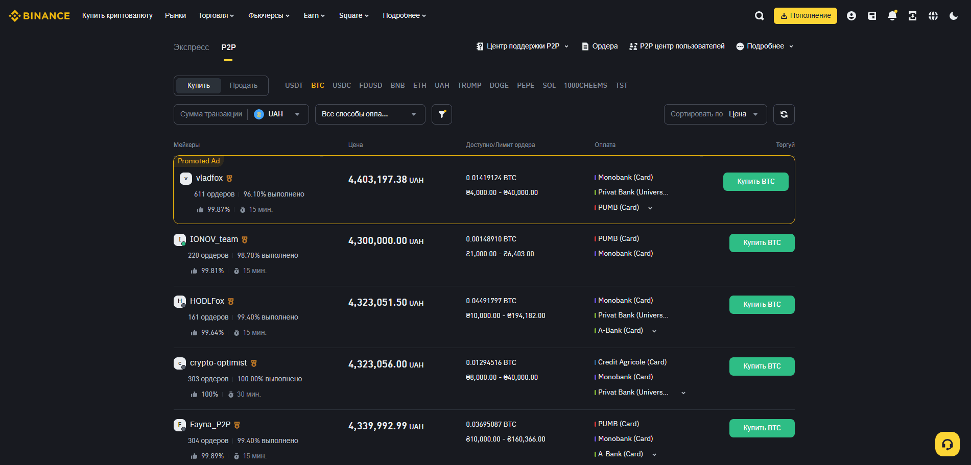 Binance P2P