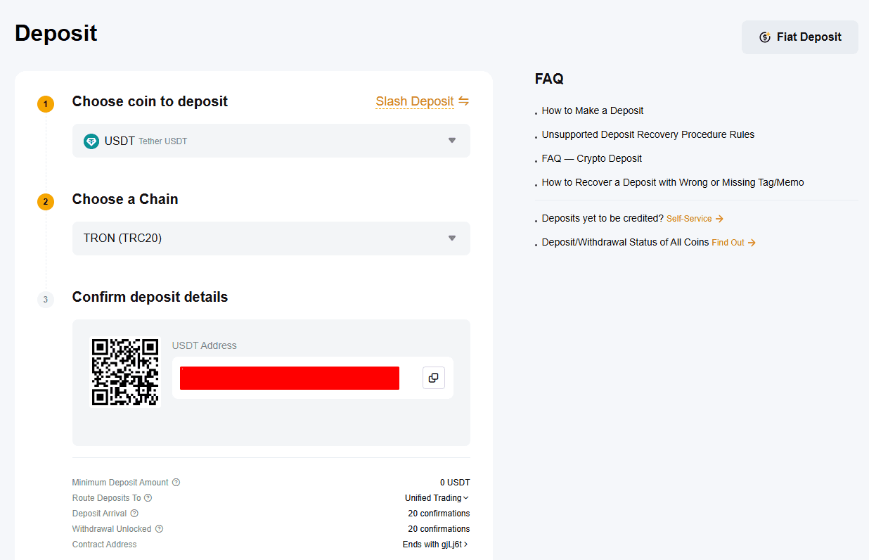 Depositing cryptocurrency on Bybit