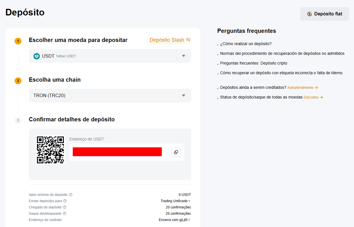 Depósito de criptomoedas na Bybit