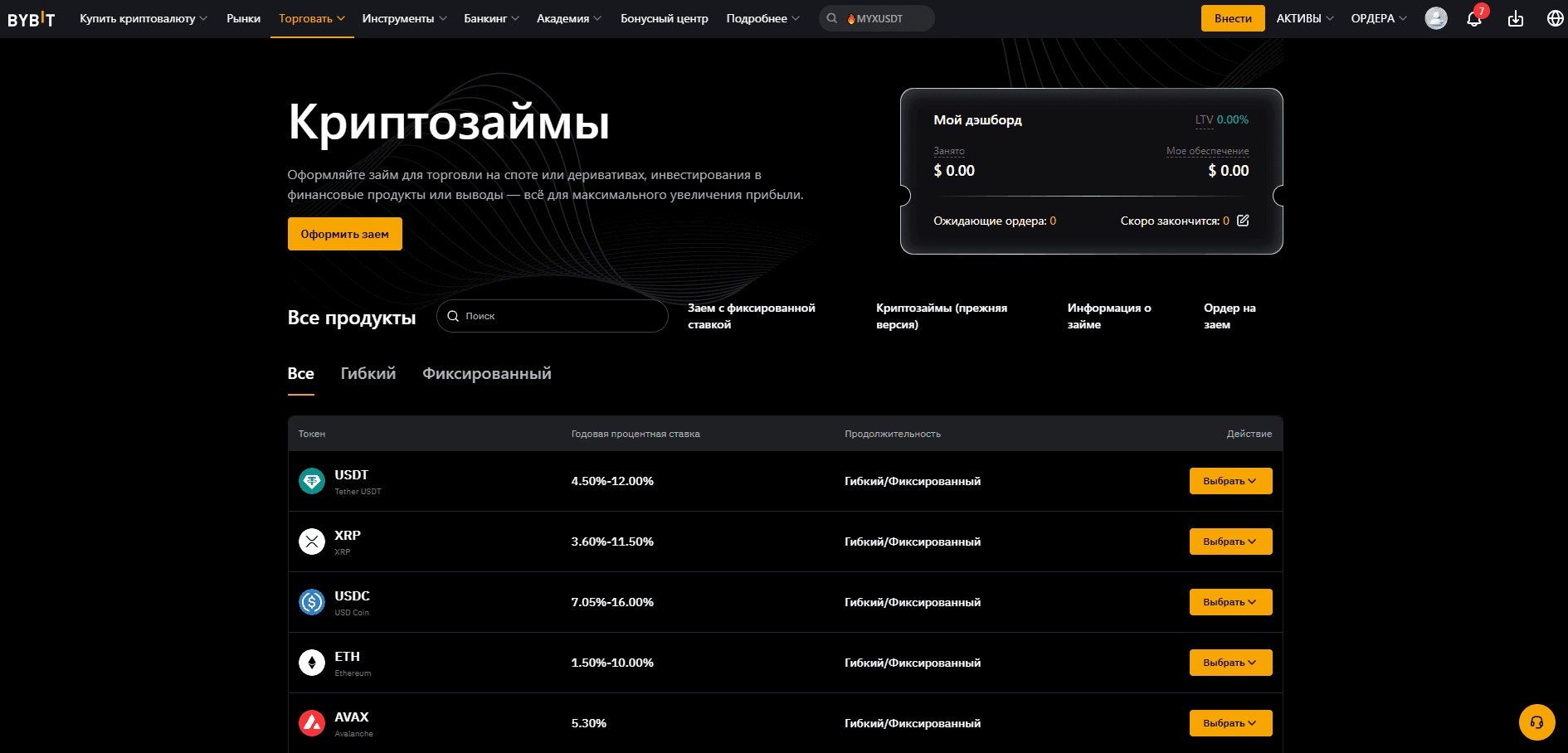 Криптозаймы на Bybit