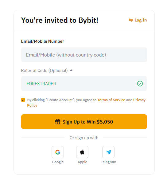 Bybit registration form