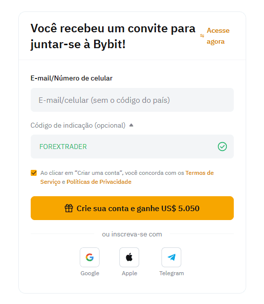 Formulário de registro na Bybit