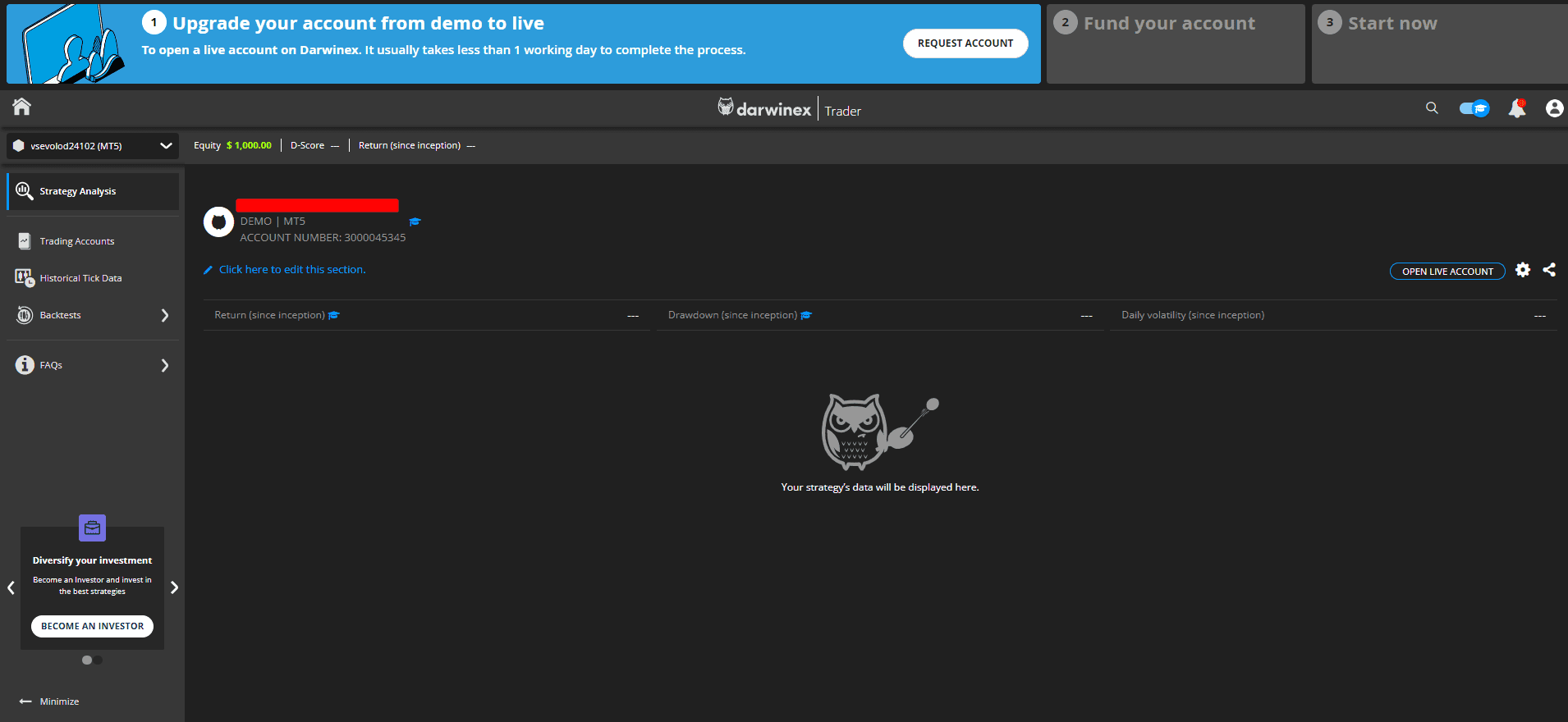 Личный кабинет Darwinex